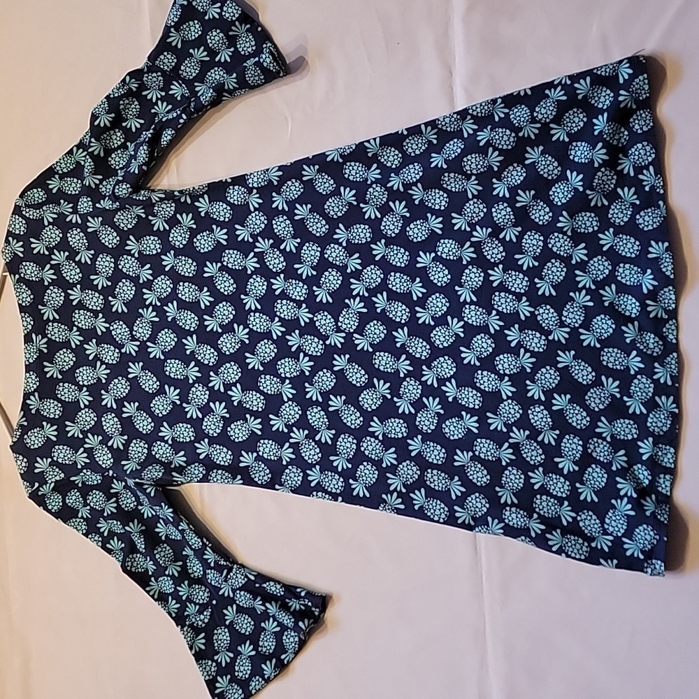 Gingy Navy Blue Womens Cotton Dress with Pineapple Design - Picture 6 of 7